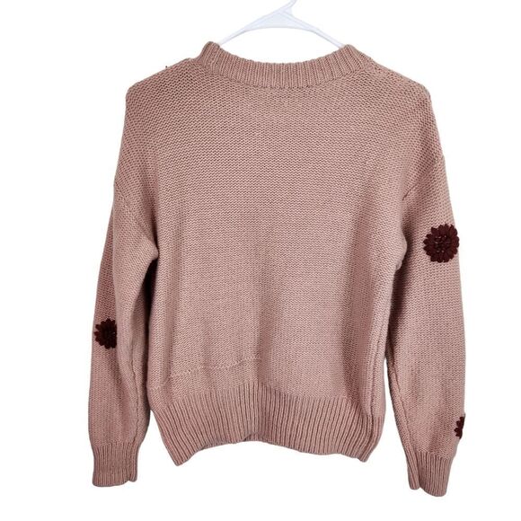 Madewell Flower Embroidered Pullover Knit Spring Grandmacore Sweater Small - Picture 8 of 10